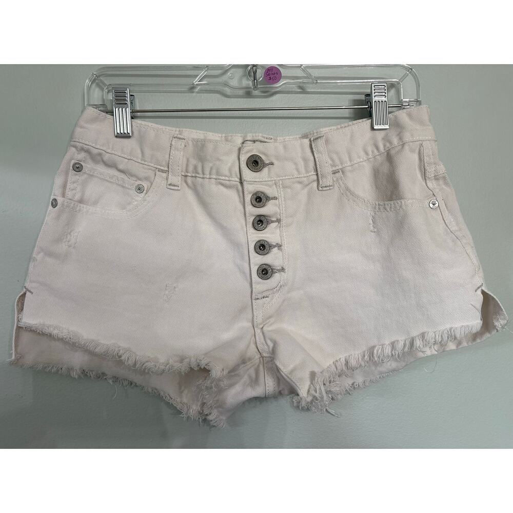 Free People Cream Denim Cutoff Shorts Women’s W25 High Rise Button Fly